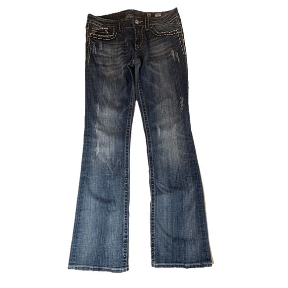 Miss Me Jeans Women's Size 31 (29”) Boot Cut Stretch Blue Denim Cotton Blend - Picture 1 of 12